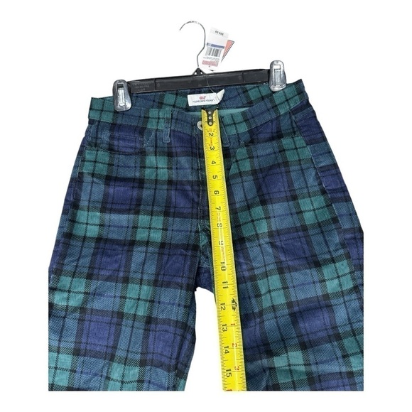 Vineyard Vines black watch plaid velvet pants Crop Straight High rise size 26 - Picture 10 of 10